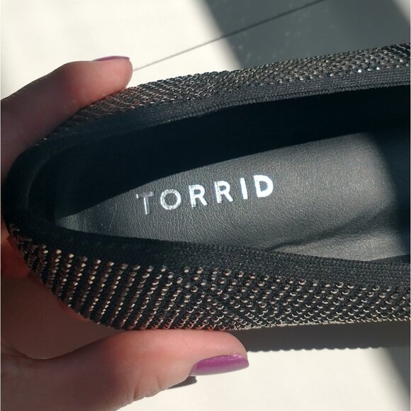 Women's Torrid Black Embellished Rhinestone Pointed Toe Slip On Flats Size 11WW - Picture 4 of 14